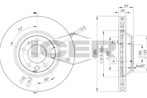 Fren Disk Ayna Ön Sağ Porsche Cayenne (Typ 9PA)(08.2002->)  MAHER 03784