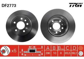 Fren Disk Ayna Arka Sağ ve Sol TRW DF2773  569210 90512910 569118 0569118 5 69 210 93182293 4565693 4837027 4839015 4839338 5024260 5084751 5391578
