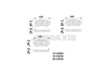 Fren Disk Balata Ön BRAXIS AB0217  5066427AA 5019985AB 5019984AA 5066 427AA 5069201AA 5096349AA 5096 349AA