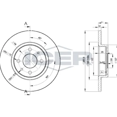 Fren Disk Ayna Ön Sağ ve Sol Alfa Romeo 146 (1995->)  OTOZONE BD2013