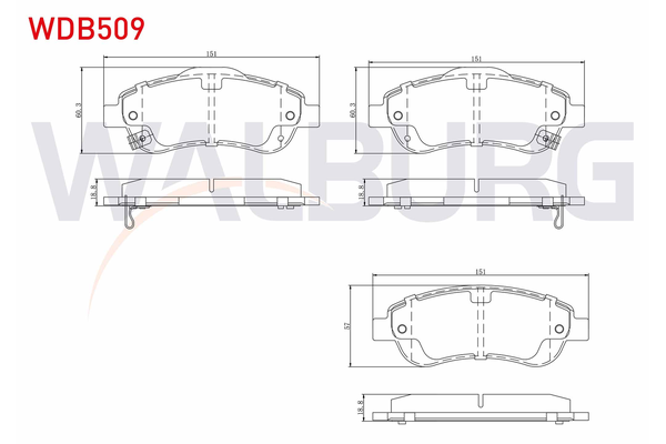 Fren Disk Balata Ön Honda CR-V (RE)(01.2007->)  WALBURG WDB509