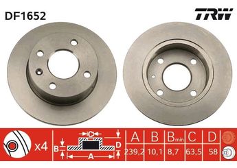 Fren Disk Ayna Ön Sağ ve Sol TRW DF1652  6158205 86AX1125SA 86AX-1125-SA 6158203 1629477 1644857 6137291 5022947 6077975 5022658 5022648 5024744 6101928 1629475