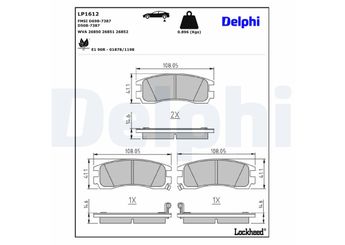 Fren Disk Balata Arka DELPHI LP1612  LP1612 12510016 12510037 18021692 18024530 18024939 19152665 12510045 18019041 18024922 18024926 18029826 18043999 18029844 1605939 18023377 21010593 12510048 18024930 18029644