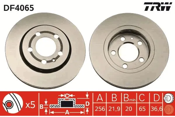 Fren Disk Ayna Arka Sağ ve Sol Audi S3 (8L)(11.1998->)  TRW DF4065
