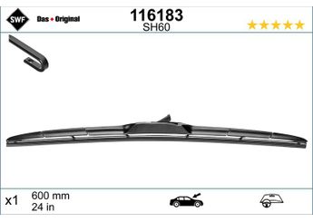 Silecek Süpürgesi Ön  600 mm - 24 inç SWF 116183  98350C8100 95161605 1608028480 1608028680 983601S100 L98350C8000 GS1E67330 8250A173 1608028380 1608028580 642301 85222K0020 98350-C8100 98360-1S100 L98350-C8000 GS1E-67-330 6423-01 85222-K0020