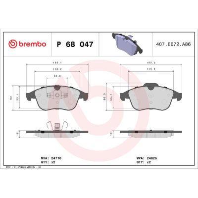 Fren Disk Balata Ön Renault Latitude (2010->)  BREMBO P 68 047