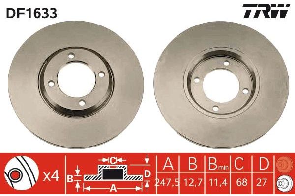 Fren Disk Ayna Ön Sağ ve Sol Ford Taunus (1976->)  KALE BALATA TFD00340