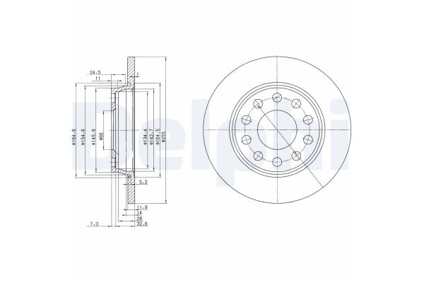 Fren Disk Ayna Arka Sağ ve Sol Audi A4 Avant (8E)(11.2004->)  DELPHI BG3674C