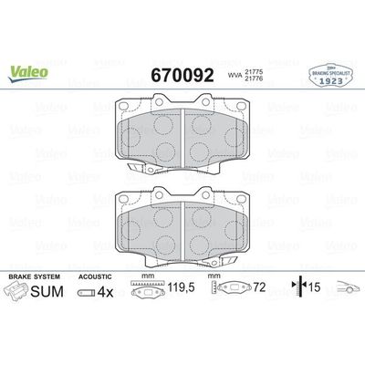 Fren Disk Balata Ön Toyota Land Cruiser Station (J8)(1990->)  VALEO 670092