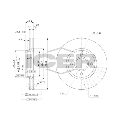 Fren Disk Ayna Ön Sağ ve Sol Ford B-MAX (CB2)(2012->)  WALBURG WBD1064D