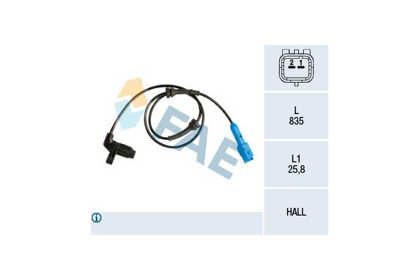 Abs Sensörü Ön Sağ veya Sol Peugeot 206 + (02.2009->)  FAE 78140