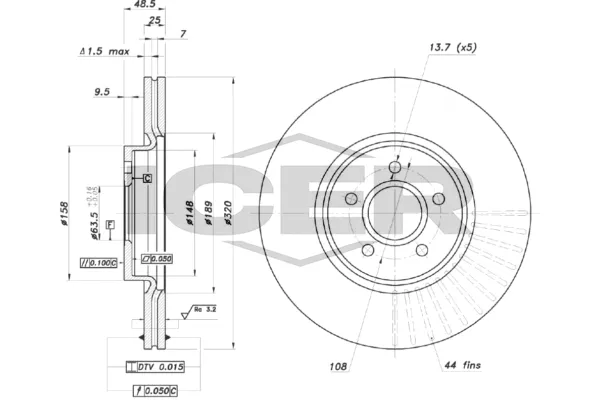 Fren Disk Ayna Ön Sağ ve Sol Volvo C70 Cabriolet (12.2005->)  FORD ORJINAL CV611125GA