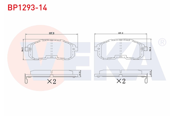 Fren Disk Balata Ön Nissan 200 SX (S13)(09.1988->)  VEKA BP1293-14