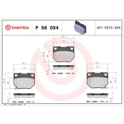 Fren Disk Balata Arka BREMBO P 56 054