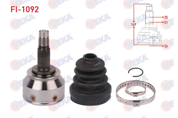 Aks Kafası Ön Dış Sağ veya Sol Lancia Musa (184)(10.2007->)  VEKA FI-1092