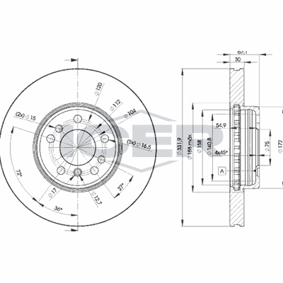 Fren Disk Ayna Ön Sağ ve Sol BMW X3 Serisi (E83)(09.2003->)  BMW ORJINAL 34116859679