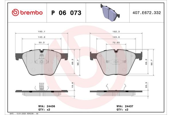 Fren Disk Balata Ön BMW 5 Serisi Gran Turismo (F07)(11.2009->)  BREMBO P 06 073