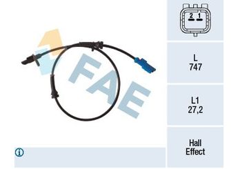Abs Sensörü Arka Sağ veya Sol FAE 78333  9805066080 98.050.660.80 9805066580 98.050.665.80 98 050 660 80 98 050 665 80