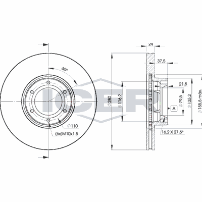 Fren Disk Ayna Ön Sağ ve Sol Renault Master Kombi (01.1998->)  MGA 50480
