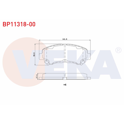 Fren Disk Balata Ön Nissan X-Trail (T31)(03.2007->)  VEKA BP11318-00