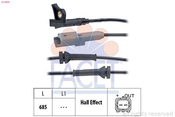 Abs Sensörü Ön Sağ veya Sol Peugeot 307 (S1)(01.2001->06.2005)  PSA ORJINAL 4545K3