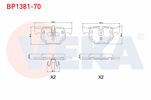 Fren Disk Balata Arka BMW 3 Serisi Coupe (E92)(2006->)  VEKA BP1381-70