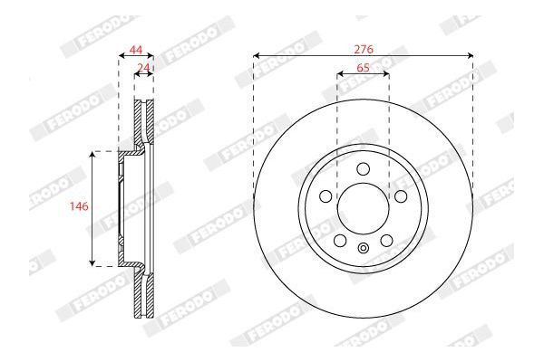 Fren Disk Ayna Ön Sağ ve Sol Volkswagen Taigo (CS1)(08.2021->)  FERODO DDF2664C
