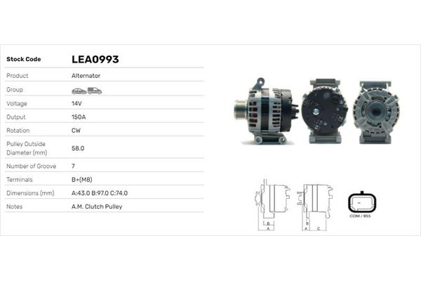 Alternatör  LUCAS ELEKTRIK LEA0993