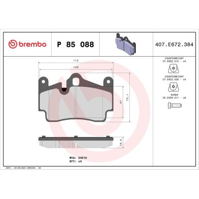 Fren Disk Balata Arka BREMBO P 85 088
