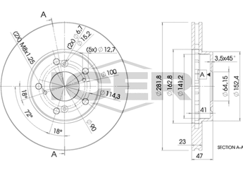 Fren Disk Ayna Ön Sağ ve Sol FRENBU 15328  45251SCAE00 45251SMGG10 45251SMGG11 45251S7AN10 45251-S7A-N10 45251S87A00 45251-S87-A00 45251-SCA-E00