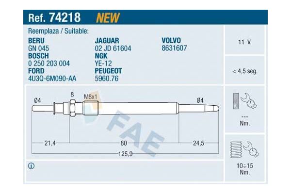 Isıtma Bujisi  Volvo XC70 (08.2000->)  MGA 10027