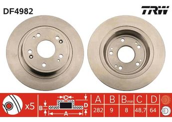 Fren Disk Ayna Arka Sağ ve Sol TRW DF4982  42510TA0A00 42510-TA0-A00 42510TA0A01 42510-TA0-A01