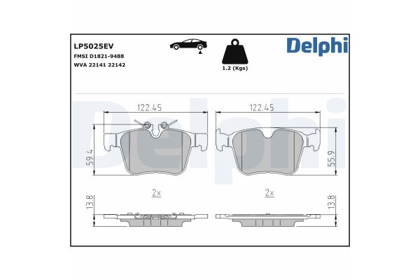 Fren Disk Balata Arka Jaguar I-Pace (03.2018->)  DELPHI LP5025EV