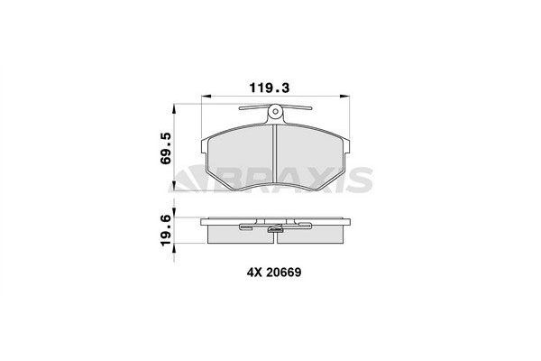 Fren Disk Balata Ön Audi Cabriolet (89)(06.1991->)  BRAXIS AA0128