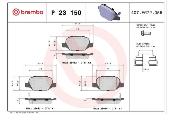 Fren Disk Balata Arka BREMBO P 23 150