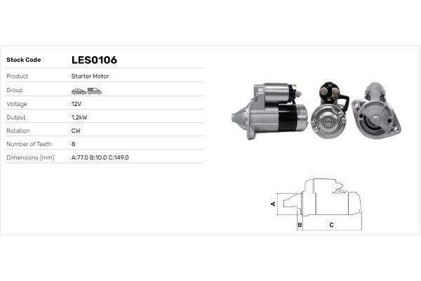 Marş Dinamosu  Mitsubishi Carisma 5 Kapı (DA0)(2000->)  LUCAS ELEKTRIK LES0106