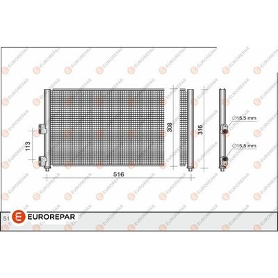 Klima Radyatörü  Fiat Idea (135)(2004->)  EUROREPAR 1610162780