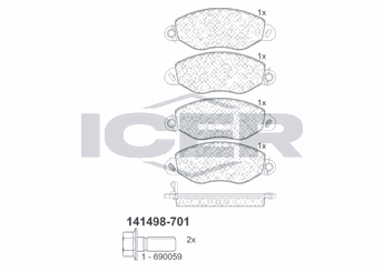 Fren Disk Balata Ön MAGNETI MARELLI 323700013800  1144288 1318147 1465168 1C152K021AD 1C1J2K021AA 1C1J2K021AB 1C1J2K021AC 4095132 4114749