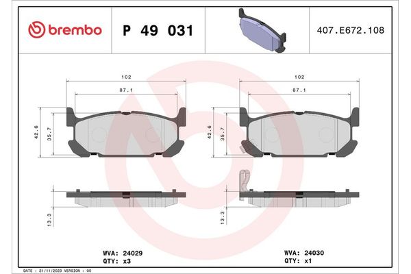 Fren Disk Balata Arka Mazda MX-5 (NB)(01.1998->)  BREMBO P 49 031