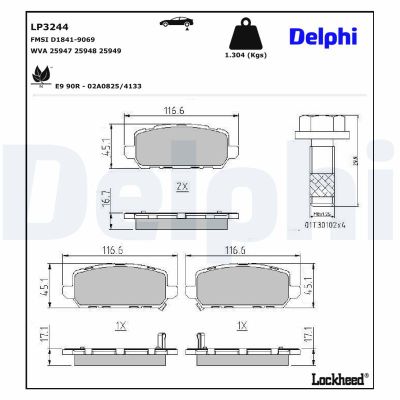 Fren Disk Balata Arka Honda HR-V (08.2021->)  DELPHI LP3244