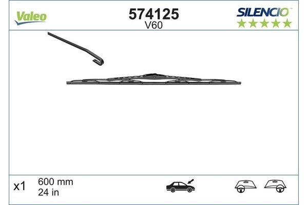 Silecek Süpürgesi Ön  600 mm - 24 inç Nissan Serena (C23M)(07.1992->)  VALEO 574125