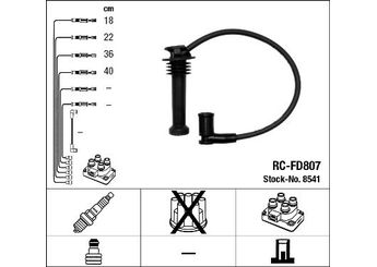 Buji Kablosu  NGK 8541  1U2J12280A1A 1110740 1110 740 1110741 1110 741 1110742 1110 742 1110743 1110 743 1335369 1335371 1335374 1335377 1502365 1502366 1502367 1502368 YS6F12284B1A YS6F12286A1A YS6F12287A1A C20118180A C20118 180A C20118160A C20118170A 30731424