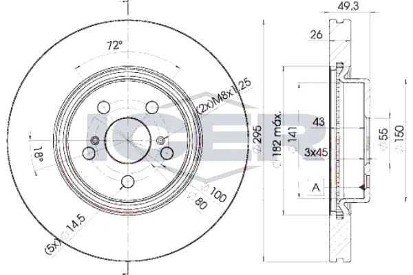 Fren Disk Ayna Ön Sağ ve Sol Toyota Avensis (T25)(2003->)  AYD 50366
