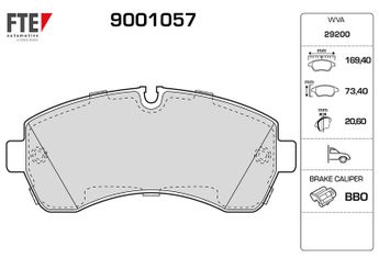 Fren Disk Balata Ön FTE 9001057  2E0698151A 44206820 0044206820 44208220 0044208220 54205320 0054205320 9064200400 9064210300 9064210800 9074209901 9104207700 A0044208220 A0054205320 A9064210300 A9064210800 2E0698151C 2E0698151F 2E0698151G