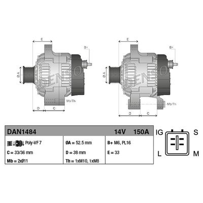 Alternatör  Toyota Land Cruiser (J15)(2018->)  DENSO DAN1484