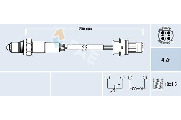 Oksijen (Lambda) Sensörü  Mercedes CLK Cabrio (BM 208)(04.1998->)  FAE 77276