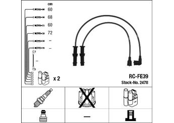 Buji Kablosu  NGK 2478  22451AA450 22452AA090 22454AA090 22454-AA090