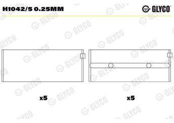 Ana Yatak (0.25)  GLYCO H1042/5 0.25mm  H10425025mm 304433025 30443-3025 30443025 311003025 31100-3025 31100025 32674335 77006278156 77 00 627 815/6 7701348420 77 01 348 420