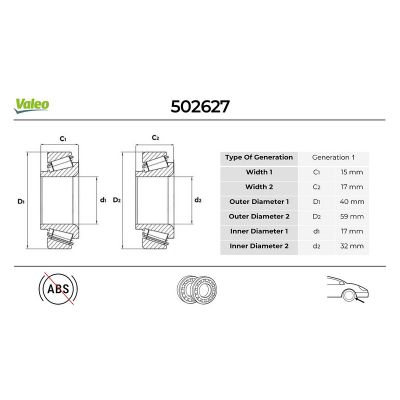 Teker Rulmanı Ön Sağ veya Sol Skoda Favorit (781)(1988->)  VALEO 502627