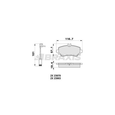 Fren Disk Balata Ön Mercedes Vaneo Compact Van (BM 414)(10.2001->)  BRAXIS AB0358